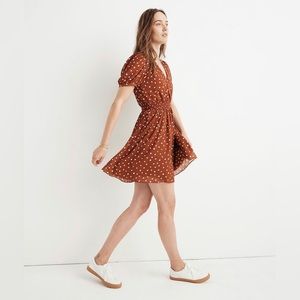Madewell Smocked-Waist Mini Dress in Inkspot Dots, Sz S